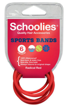 Schoolies Sports Bands 6pc- Radical Red