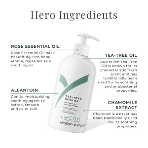Lycon Tea-Tree Soothe—500ml pump bottle with tea tree post-wax care