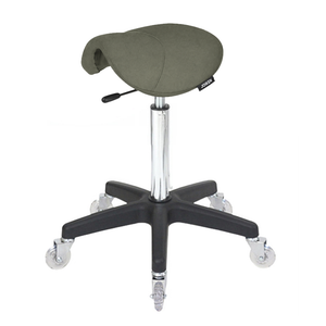 Saddle No Back - Forest Green Salon Stool - Black Base