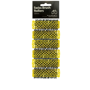Swiss Brush Rollers Yellow 20mm  6pk