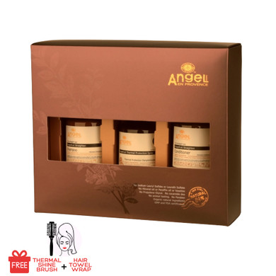 Angel En Provence Grapefruit Straightening Hair Gift Pack With Bonus Thermal Brush + Hair Wrap