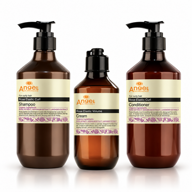 Angel En Provence Rose Elastic for Curly Hair Pack With Bonus Thermal Brush