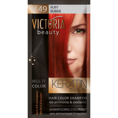 Victoria Beauty Keratin Therapy Hair Colour Shampoo RUBY V49 40ml