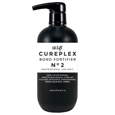 Hi Lift CurePlex No 2 Bond Fortifier 500ml bottle for professional hair bond repair, deep hydration, and salon-quality protection
