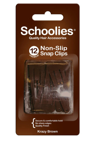 Schoolies Non-Slip Snap Clips 12pc - Krazy Brown