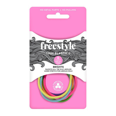 Freestyle Metal Free Thin Hair Elastics 6pc - Brights