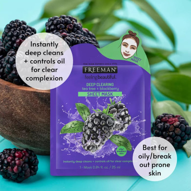 Freeman Deep Clearing Tea Tree + Blackberry Sheet Mask 25ml