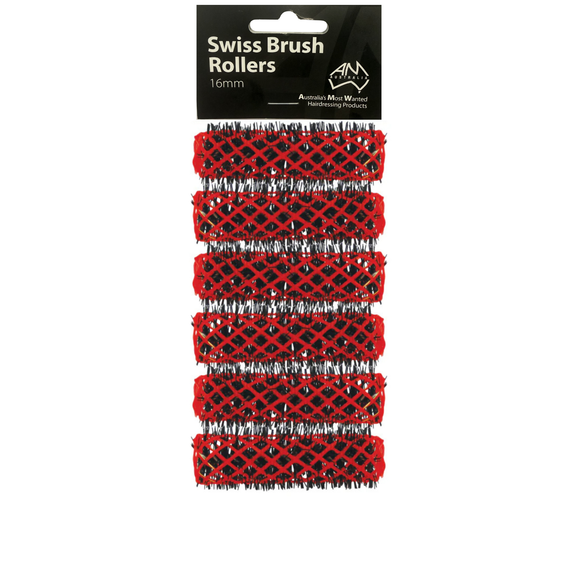 Swiss Brush Rollers Red Coral 16mm 6pk