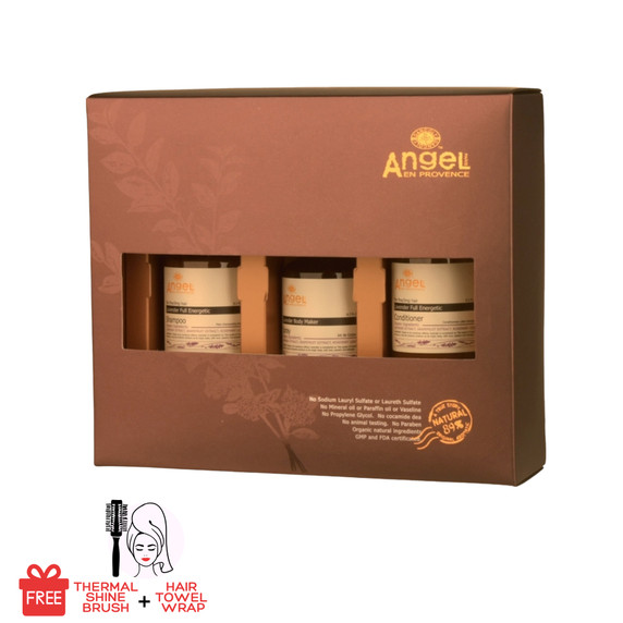 Angel En Provence Lavender for Fine & Limp Hair Gift Pack With Bonus Thermal Brush + Hair Wrap