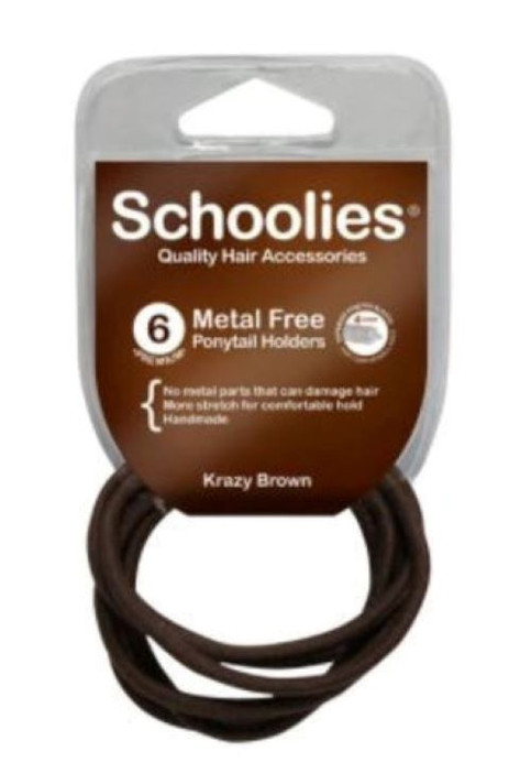 Schoolies Metal Free Ponytail Holders 6 Pack - Assorted Colours