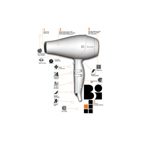 Ceriotti Bi Professional Hair Dryer Made in Italy Orange