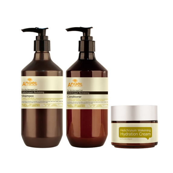 Angel En Provence Helichrysum Dry/Damaged Hair Gift Pack With Bonus Thermal Brush + Hair Wrap