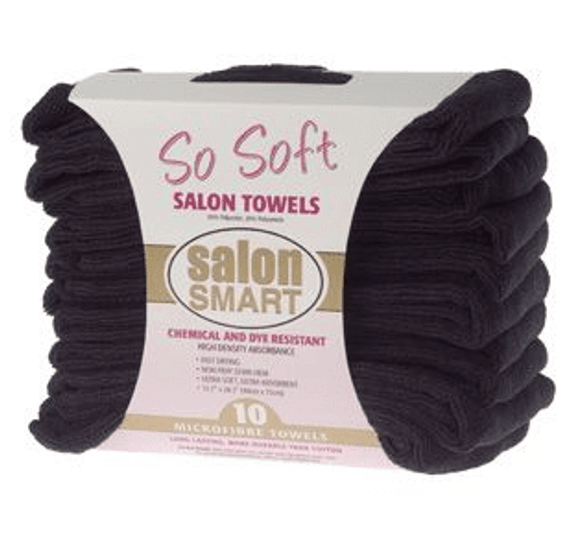 Salon Smart Microfibre Towels Black- 10 pack