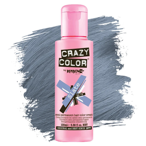 Crazy Color Semi Permanent Hair Colour 100ml-Slate #074