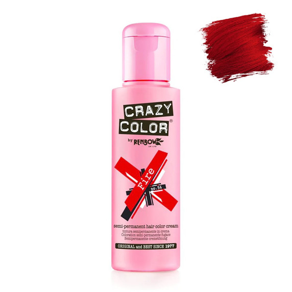 Crazy Color Semi Permanent Hair Colour 100ml-Fire Red #056