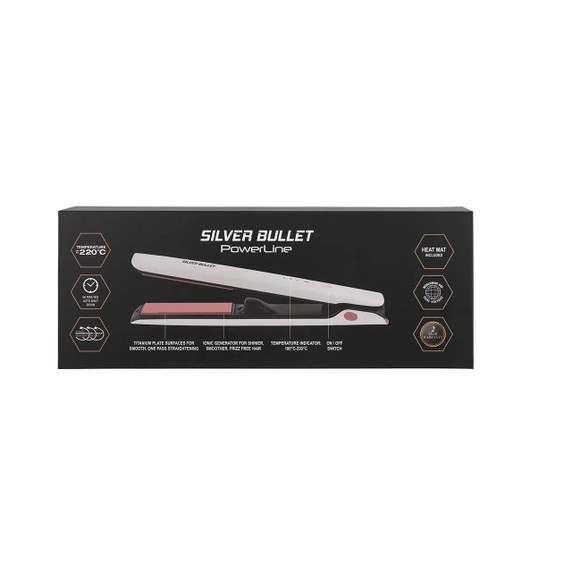 Silver Bullet Powerline Titanium Hair Straightener - WHITE