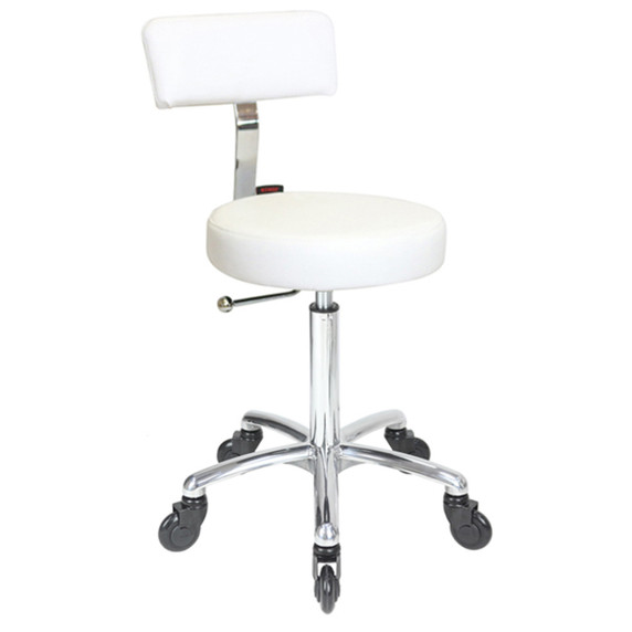 Sprint White Salon Stool - Chrome Base - Click'n Clean Castor Wheels