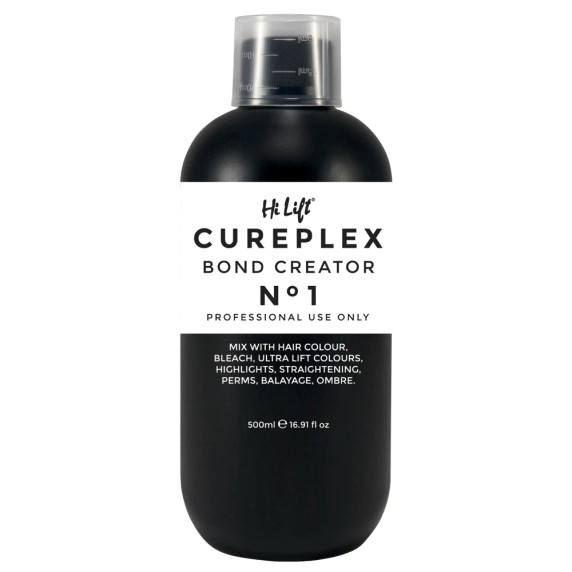 Hi Lift CurePlex No 1 Bond Creator 500ml bottle for creating hair bonds and protecting hair during colour or chemical service Hi Lift CurePlex No 1 Bond Creator 500ml bottle for creating hair bonds and protecting hair during colour or chemical service