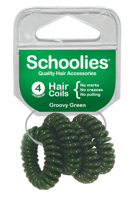 Schoolies Hair Coils 4pc - Groovy Green