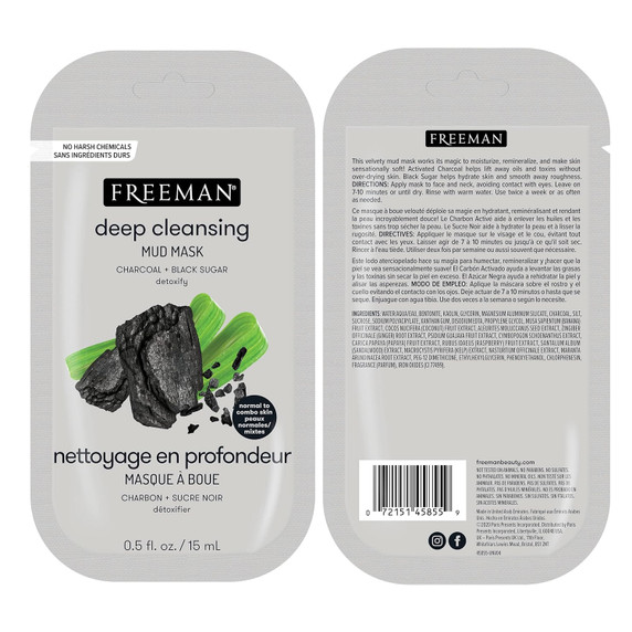 Freeman Deep Cleansing Charcoal + Black Sugar Mud Mask 15ml