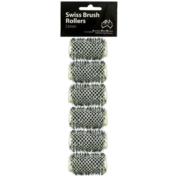 Swiss Brush Rollers White 32mm  6pk