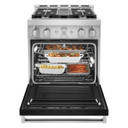 KitchenAid® 30'' Smart Commercial-Style Gas Range with 4 Burners KFGC500JBK