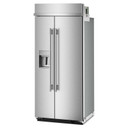 Kitchenaid® 20.8 Cu. Ft. 36" Built-In Side-by-Side Refrigerator features Exterior Water and Ice Dispenser with Measured Fill KBSD736SPS