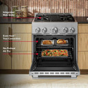 KitchenAid® 30-Inch 4 Burner Commercial-Style Gas Range with No Preheat Air Fry Mode KFGS930SSS