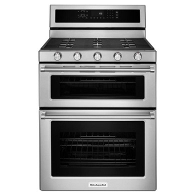 Kitchenaid® 30-Inch 5 Burner Gas Double Oven Convection Range KFGD500ESS