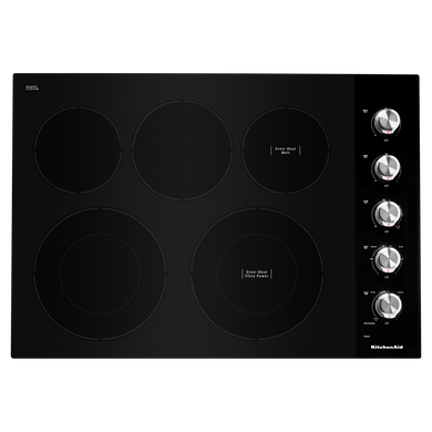 Kitchenaid® 30" Electric Cooktop with 5 Elements and Knob Controls KCES550HBL