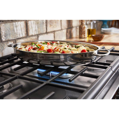 KitchenAid® 30-Inch 5-Burner Dual Fuel Convection  Front Control Range with Baking Drawer YKSDB900ESS