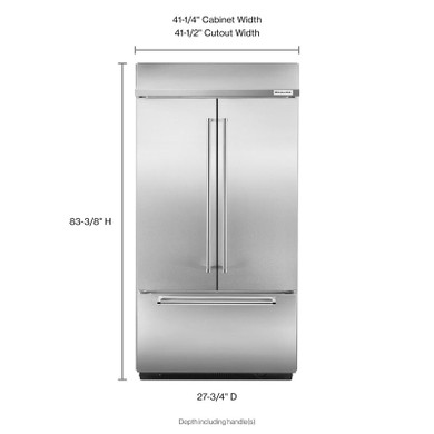 Kitchenaid® 24.2 Cu. Ft. 42" Width Built-In Stainless French Door Refrigerator with Platinum Interior Design KBFN502ESS