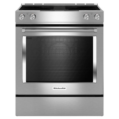 Kitchenaid® 30-Inch 4-Element Electric Downdraft Front Control Range KSEG950ESS