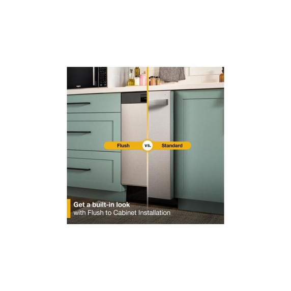Whirlpool® 18" Stainless Steel Dishwasher with Half Load Cycle and Triple Spray Arms - 48 dBA WDFS5118SS