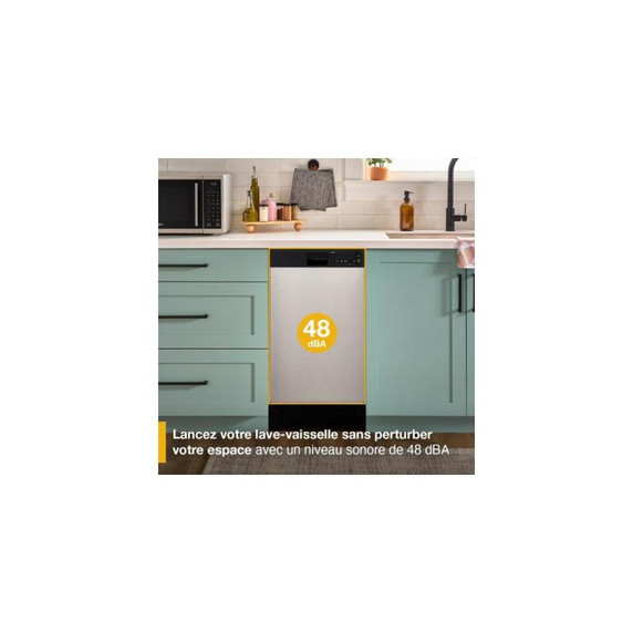 Whirlpool® 18" Stainless Steel Dishwasher with Half Load Cycle and Triple Spray Arms - 48 dBA WDFS5118SS