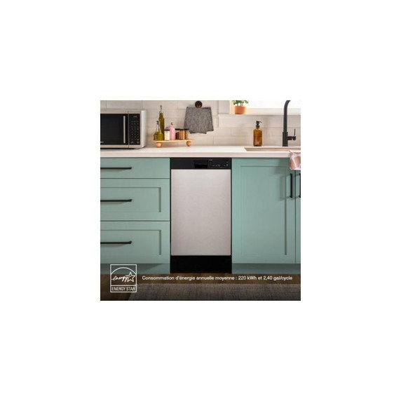 Whirlpool® 18" Stainless Steel Dishwasher with Half Load Cycle and Triple Spray Arms - 48 dBA WDFS5118SS