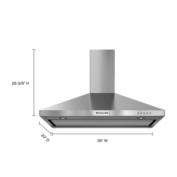 CLEARANCE - 36" Wall-Mount, 3-Speed Canopy Hood KVWB406DSS