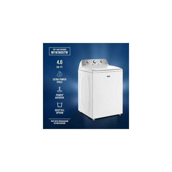 Maytag® 4.0 Cu. Ft. Top Load Washer with Extra Power Cycle MTW3805TW