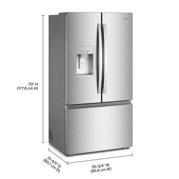 Whirlpool® 36-inch True Counter Depth 3-Door French Door Refrigerator with Nugget Ice - 23.4 cu. ft. WRFC7436TZ