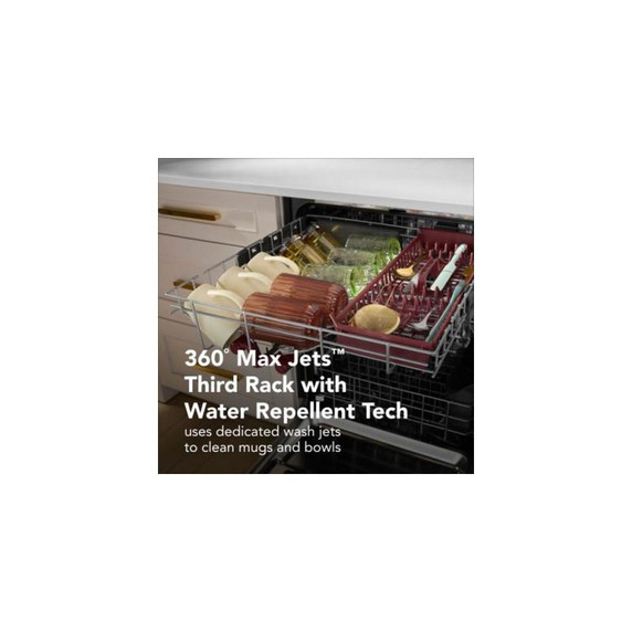 Kitchenaid® 360° Max Jets™ Third Rack Dishwasher with Stemware Shield and Stemware Clips, 44 dBA KDTS434SPS