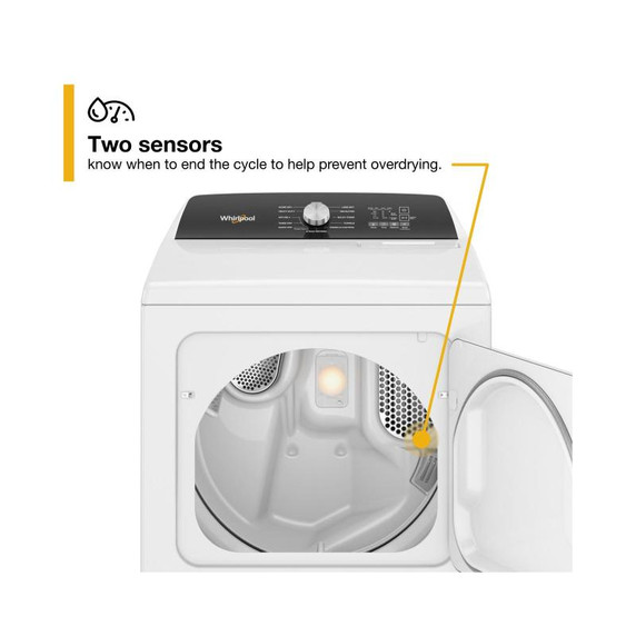 Whirlpool® 7.0 Cu. Ft. Top Load Gas Moisture Sensing Dryer with Steam WGD5050LW