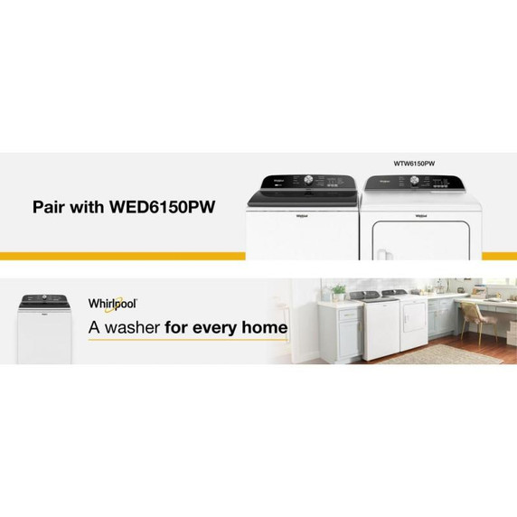 6.0-6.1 Cu. Ft. Whirlpool® Top Load Washer with Removable Agitator WTW6157PW