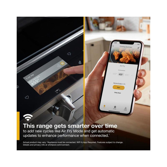 Whirlpool® 5.8 cu. ft. Smart Slide-in Gas Range with Air Fry, when Connected WEG750H0HW Whirlpool® 5.8 cu. ft. Smart Slide-in Gas Range with Air Fry, when Connected WEG750H0HW