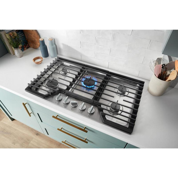 Whirlpool® 36-inch Gas Cooktop with 2-in-1 Hinged Grate to Griddle WCGK7536PS