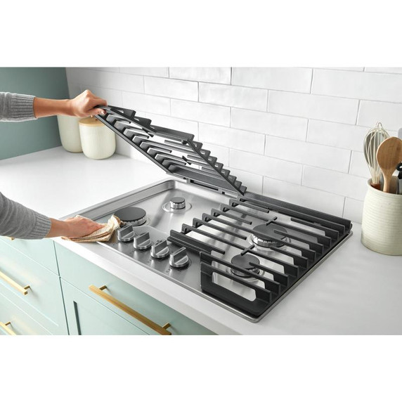 Whirlpool® 36-inch Gas Cooktop with 2-in-1 Hinged Grate to Griddle WCGK7536PS