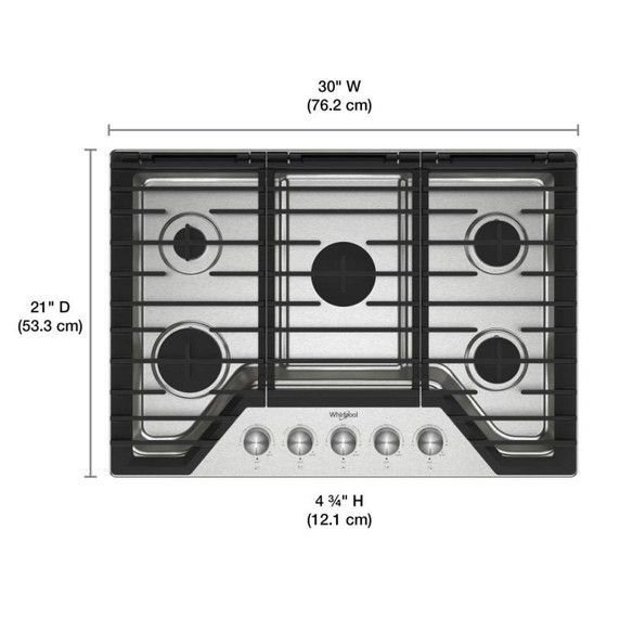 Whirlpool® 30-inch Gas Cooktop with Fifth Burner WCGK7030PS
