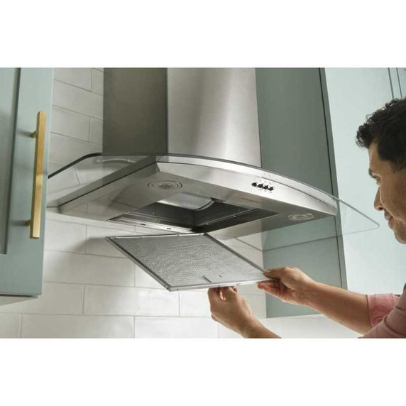Whirlpool® 30" Curved Glass Wall Mount Range Hood WVW51UC0LS