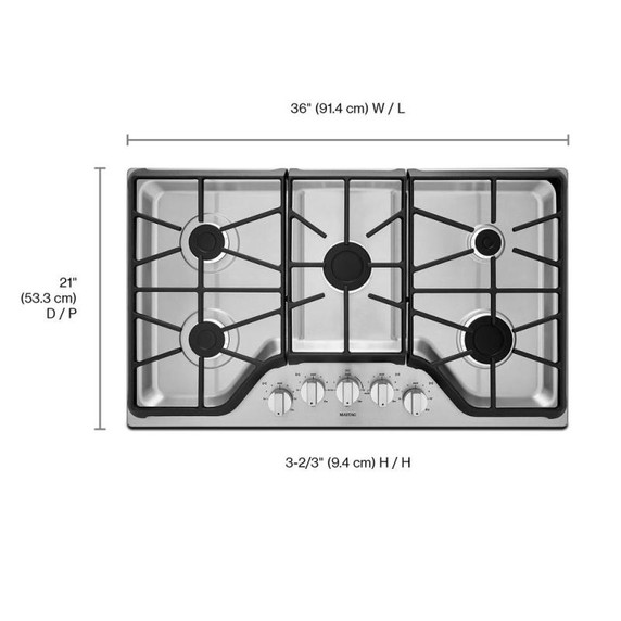 Maytag® 36-inch 5-burner Gas Cooktop with Power™ Burner MGC7536DS