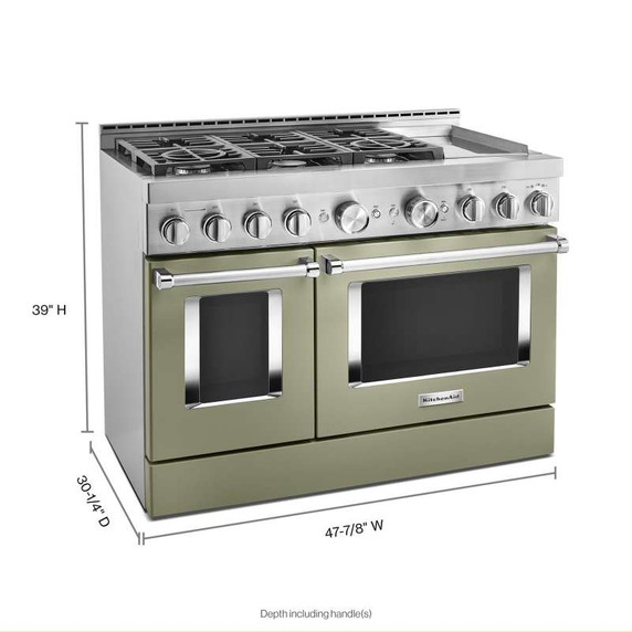 KitchenAid® 48'' Smart Commercial-Style Gas Range with Griddle KFGC558JAV