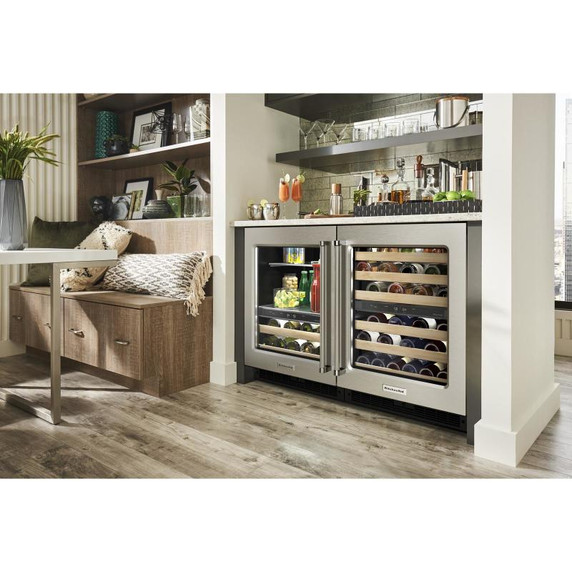 Kitchenaid® 24" Undercounter Wine Cellar with Glass Door and Wood-Front Racks KUWR214KSB Kitchenaid® 24" Undercounter Wine Cellar with Glass Door and Wood-Front Racks KUWR214KSB